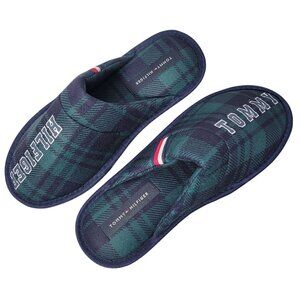 Tommy Hilfiger Men's Green & Navy Plaid Xaiver Slippers Size 7 New